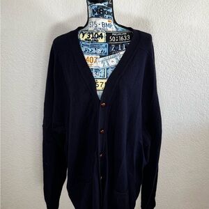 Men's Navy Blue Cardigan Sweater